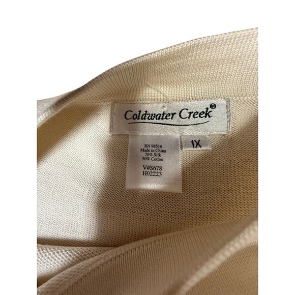 "Coldwater Creek" Silk Blend Cream Sweater SZ 1X Closet Staple Minimalist Mom - Picture 7 of 8